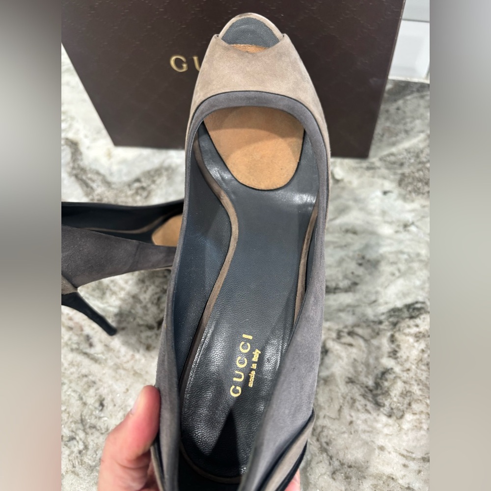 Gucci Women's Taupe Peep-Toe Heels Size:41 - Picture 5 of 10